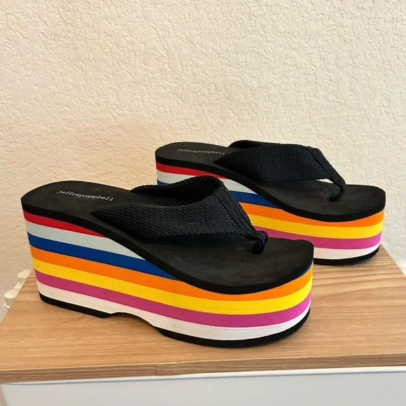 Jeffrey Campbell Wavin Rainbow Platform Flip Flop Size 10 - Picture 8 of 8